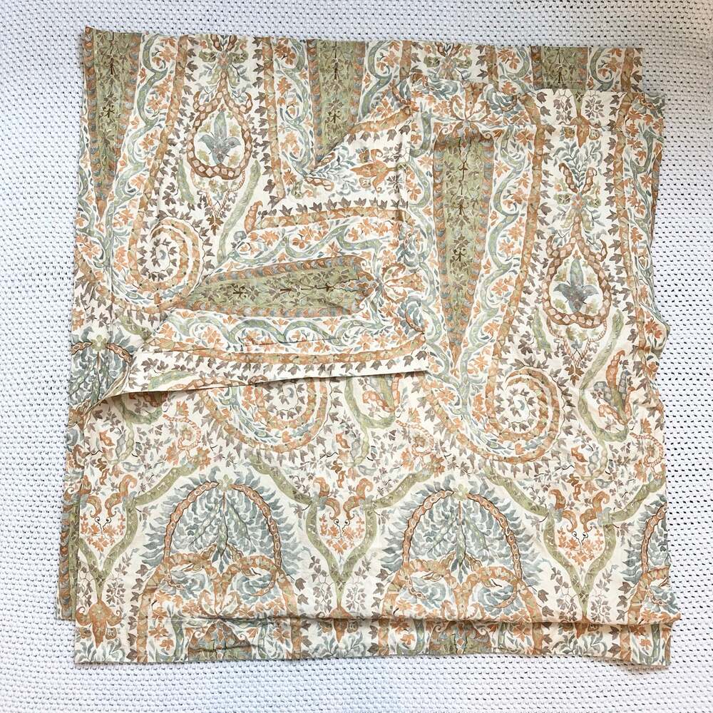 Pottery Barn Agatha Paisley Pale Sage Rust Tan Euro Pillow Sham Set 2 Cotton
